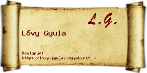 Lővy Gyula névjegykártya